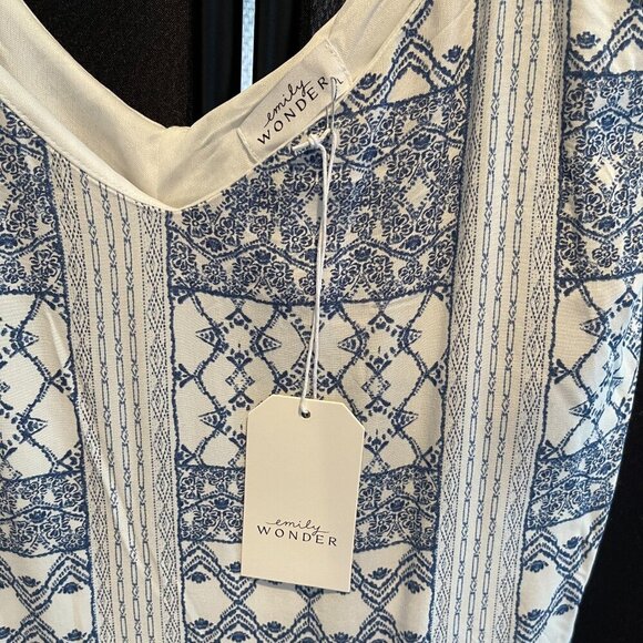 Emily Wonder Blue and White Maxi Sundress - Size L - NWT - Picture 8 of 9
